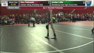 94 Jordan Little Reedsburg Area High School Wre vs Alex Pellowski Holmen Viking Wrestling Club 64755 [upl. by Animrac527]