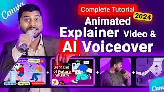 Animated Explainer Video amp AI Voiceover Complete for Beginners  Full Canva Tutorial 2024 Hindi [upl. by Burget]