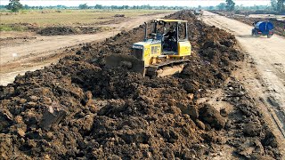 SHOWING CLEARING LAND ACTIVITIES OF THE NEW ROAD PROJECT WITH DOZER SHANTUI amp MOTOR GRADER [upl. by Nnyleitak]