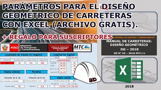 PARÁMETROS DE DISEÑO GEOMÉTRICO DE CARRETERAS CON EXCEL ARCHIVO GRATIS [upl. by Aiouqahs]