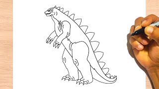 How to Draw Godzilla easy  Drawing Step by Step [upl. by Gilliam]