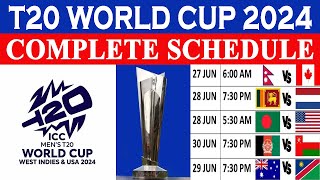 ICC World Cup T20 2024  Complete Schedule  T20 World Cup 2024  Schedule with Timings Dates Venues [upl. by Jillene]