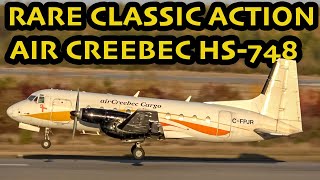 RARE CLASSIC WORKHORSE Air Creebec Hawker Siddeley HS748 action in Timmins YTS [upl. by Ezirtaeb]