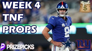 PRIZEPICKS NFL PICKS  WEEK 4  THURSDAY NIGHT FOOTBALL  COWBOYS GIANTS  NFL PLAYER PROPS PICKS [upl. by Annahpos]