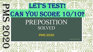 Preposition PMS 2020  English Precis and Composition  Solved Preposition [upl. by Skipp]