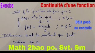 continuite dune fonctionmath de 2bac pcsvt et sm [upl. by Dubois]