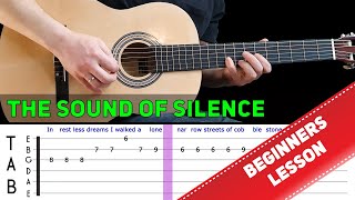 THE SOUND OF SILENCE  Easy guitar melody lesson for beginners with tabs  Simon amp Garfunkel [upl. by Davy585]