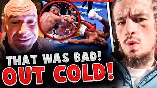 REACTIONS to Francis Ngannou KNOCKED OUT COLD by Anthony Joshua Dana White ANNOUNCEMENT UFC 299 [upl. by Vaientina]