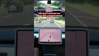 FSD 12511 successful lane change after postponed attempt CVS Test teslafsd fsdbeta fsd [upl. by Neerom]