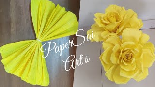 Flores de papel crêpe rosasGiant Crepe paper rose flower for room decor HandmadePaperSaiarts [upl. by Thatcher]