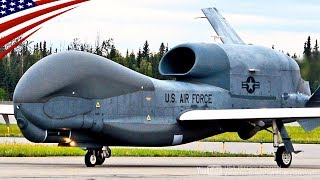 RQ4 Global Hawk Spy Drone LandTaxiMaint In Alaska For First Time [upl. by Willin]