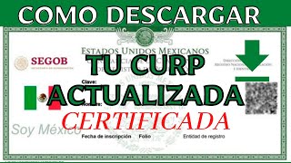 Cómo obtener tu nueva CURP certificada y verificada en línea [upl. by Malena400]