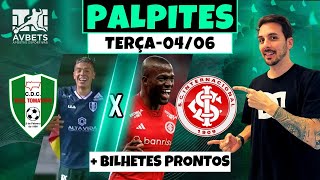 PALPITES E APOSTAS DE FUTEBOL PARA HOJE 04 06 2024  BILHETE PRONTO TERÃ‡AFEIRA [upl. by Eimarrej]