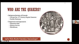 Lets Talk North Carolina Genealogy Season 3 Episode 2  Quakers in North Carolina [upl. by Akela]