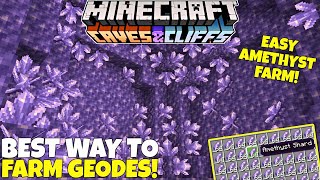 Whats The BEST WAY To Farm Amethyst Geodes In Minecraft Amethyst Geode Farm Tutorial [upl. by Heisser]