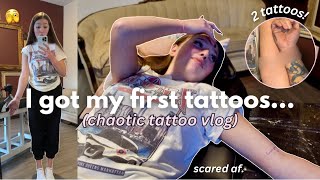 GETTING MY FIRST TATTOOS 🫣 tattoo vlog [upl. by Rodmann]