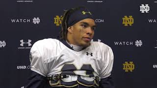 NDFootball  Chase Claypool PostPractice Press Conference 110519 [upl. by Anisah]