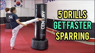 5 Drills to Improve Your Sparring Taekwondo Speed Footwork Agility [upl. by Eletnahc16]