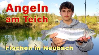 Angeln am Teich auf Forellen und Karpfen mit verschiedenen Montagen Methoden und Ködern in Neubach [upl. by Nylirrej]