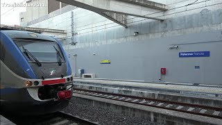 Transiti nella stazione di Palermo FranciaRipida rampa in galleria tra le due stazionibinari mozzi [upl. by Brill316]