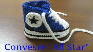 Tutorial Uncinetto Scarpine Bebe Converse quotAll Starquot 4° Parte Giusy 66 [upl. by Brander184]