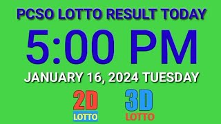 5pm Lotto Result Today January 16 2024 Tuesday ez2 swertres pcso [upl. by Seafowl]