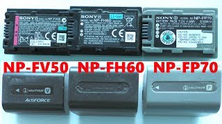 Совместимость аккумуляторов Sony NPFV50 NPFH60 NPFP70 [upl. by Annayi]