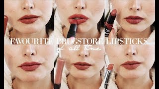 Favourite DRUGSTORE Lipsticks of All Time  LIPSTICK WEEK [upl. by Teressa]