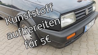 Am Auto Kunststoff aufbereiten  für 5€ PlastikStoßstangen wieder schwarz bekommen [upl. by Veronike184]