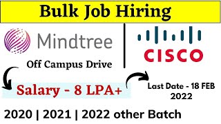 Mindtree  Cisco Off Campus Drive 2022  2021  2020 Batch  Salary 8LPA  Recruitment 2022 [upl. by Trev227]