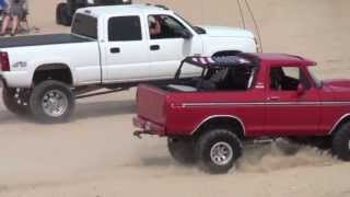 Bronco vs Chevy  Silver Lake Sand Dunes  July 4th 2013 SAND DRAG RACING [upl. by Moshell891]