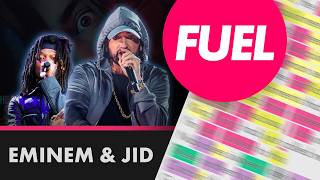 Eminem ft JID  Fuel  Lyrics Rhymes Highlighted 477 [upl. by Yeslrahc]