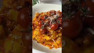 Pappardelle mit TomatePaprika Sauce amp Erbsenprotein Schnetzel koro cooking dinner food [upl. by Annabella]