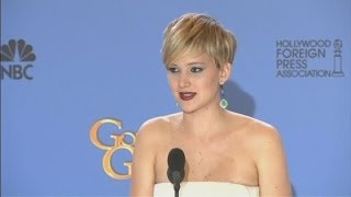 Jennifer Lawrence jokes about getting drunk after winning Golden Globe [upl. by Ellives]