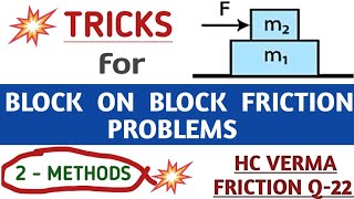 BLOCK ON BLOCK FRICTION PROBLEM TRICK I FRICTION TWO BLOCK PROBLEMS I HC VERMA CHAPTER 6 QUESTION 22 [upl. by Lattonia957]