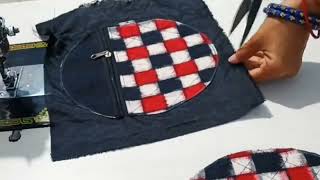 2 pocket cross body bag making with sambalpuri clothesround sling bagSling body bag sewing diy [upl. by Anirtep771]