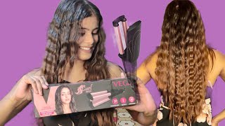 Easiest and quick way for beachy waves Hair styling tutorial with best and cheap Vega hair waver [upl. by Ellennoj277]