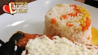 Arroz blanco con elote y zanahoria Las Recetas de Laura Recetas Light Low fat rice with vegetables [upl. by Thay]