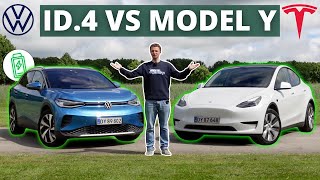 HVILKEN ER BEDST Tesla Model Y VS Volkswagen ID4 [upl. by Riesman]