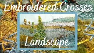 Textile art landscape with the only embroidery being crosses tutorial in creatively stitching art [upl. by Pietro]