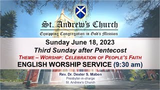 St Andrews Church  English Worship Service 930 AM LIVE  18 June 2023 [upl. by Ainoet412]