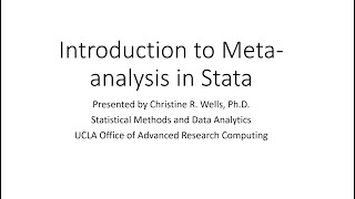 Introduction to Metaanalysis using Stata [upl. by Eojyllib61]