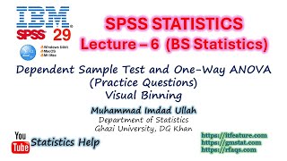 Lecture 6 OneWay ANOVA Paired ttest Visual Binning BS Statistics 2125 GU DGK  Urdu [upl. by Enomsed]