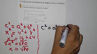 23 cálculo de la medida de la diagonal de un ortoedro numeral 1 [upl. by Caffrey]