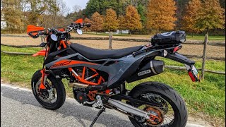 2022 KTM 690 SMC R  Upgrade exhaust Arrow Full Black  And sound test [upl. by Anomer]