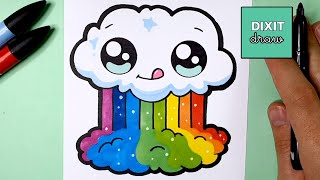 Wie Zeichnet man eine Niedliche Wolke mit Regenbogen Emoji  EINE WOLKE ZEICHNEN FÜR ANFÄNGER [upl. by Jyoti]