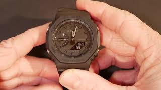 How to set Casio GShock GA2100 hands alignment time date backlight mute etc [upl. by Peirsen588]