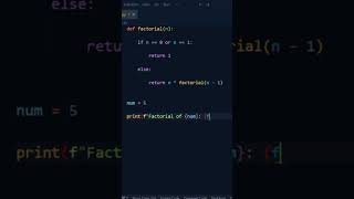 Factorial in python python learnpython programming [upl. by Bolger]