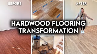 REFINISHING DATED HARDWOOD FLOORS  Transformation From Start To Finish [upl. by Glenine]