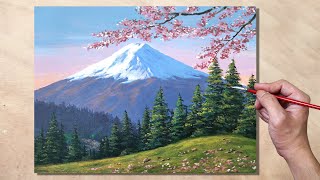 Acrylic Painting Mt Fuji Landscape [upl. by Wenona440]